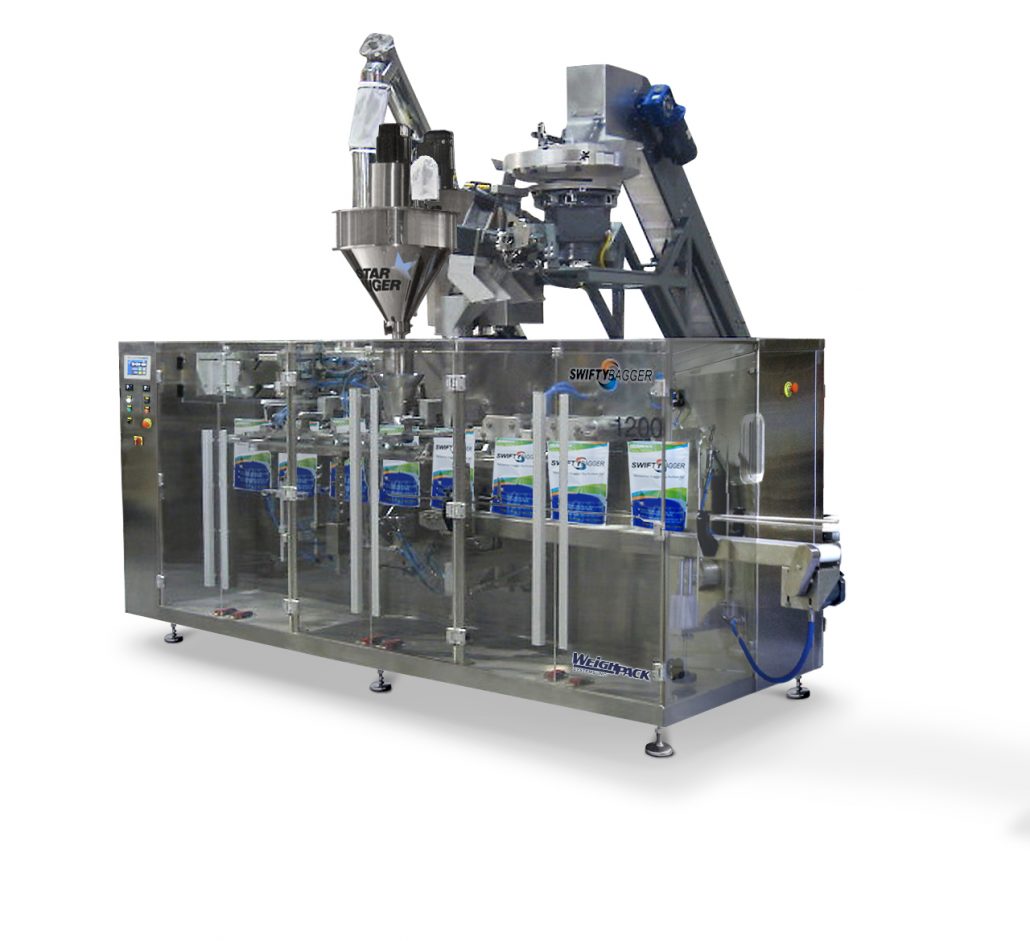Auger into pre made pouch filling packaging machine