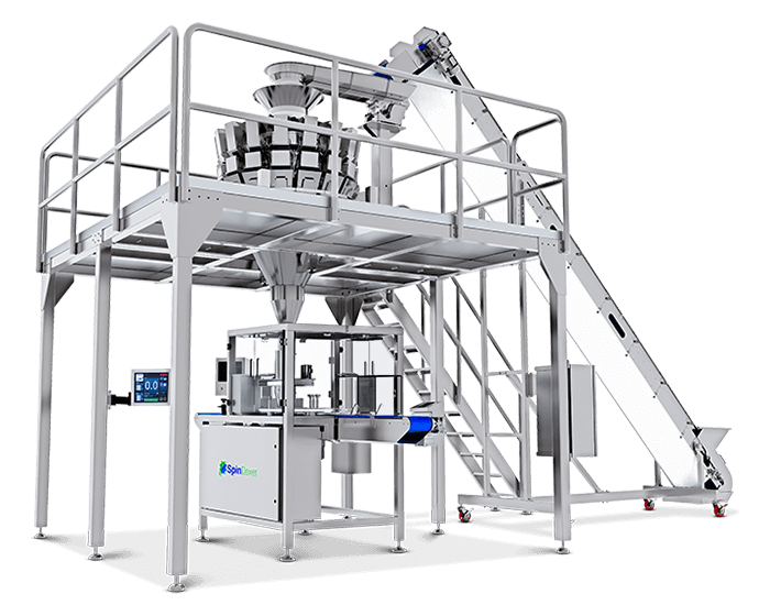 Multi head weighing into a unscramble for jars and contaniers