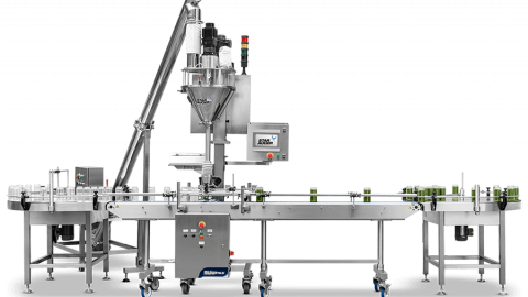 Indexing conveyor for vertical weigh filling into containers