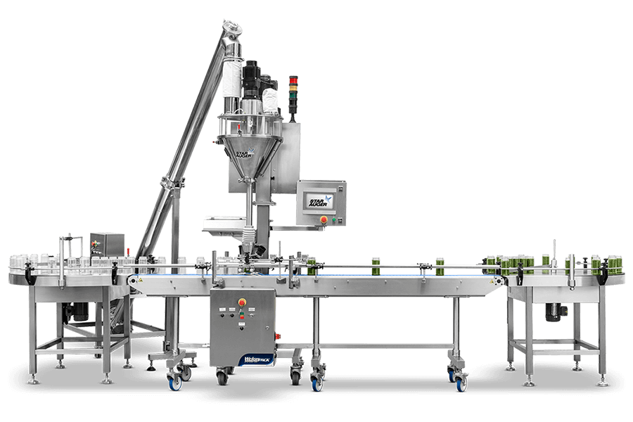 Indexing conveyor for vertical weigh filling into containers