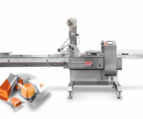 Sleek45 flow wrapping machine for manufacturing and packaging