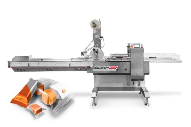 Sleek45 flow wrapping machine for manufacturing and packaging