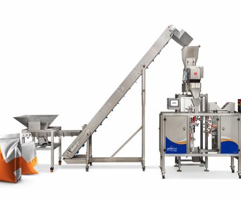 conveyor leading to bag packaging machine