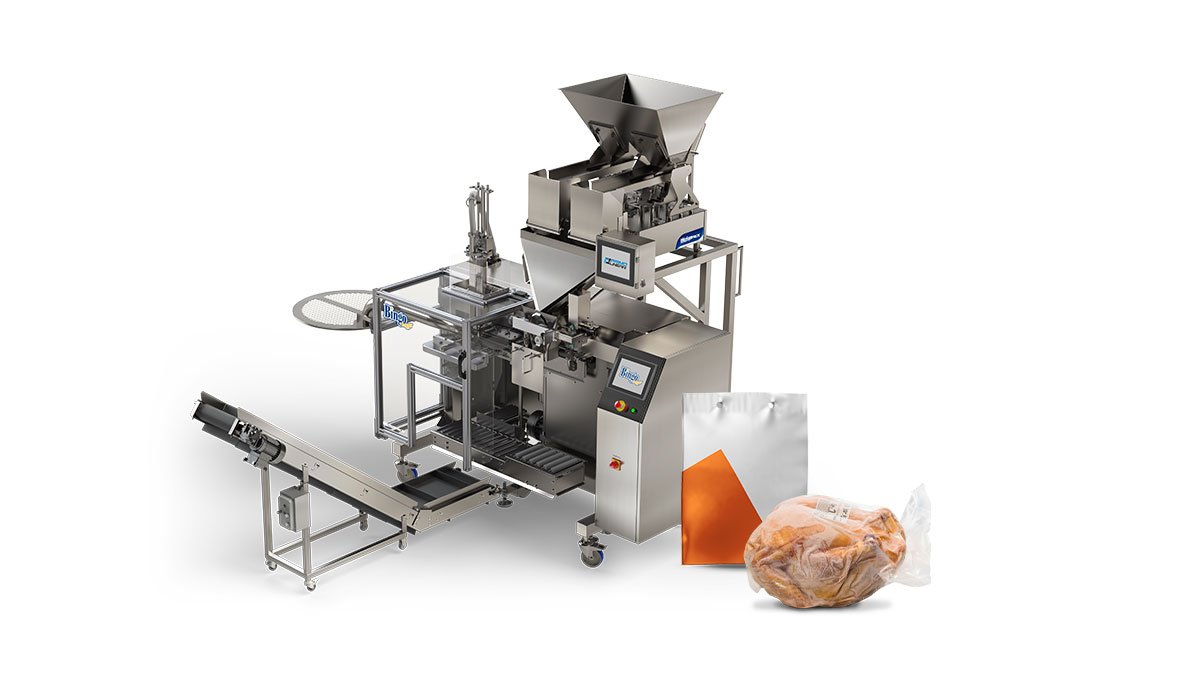 Vacuum packing machine for meat and poultry with end product