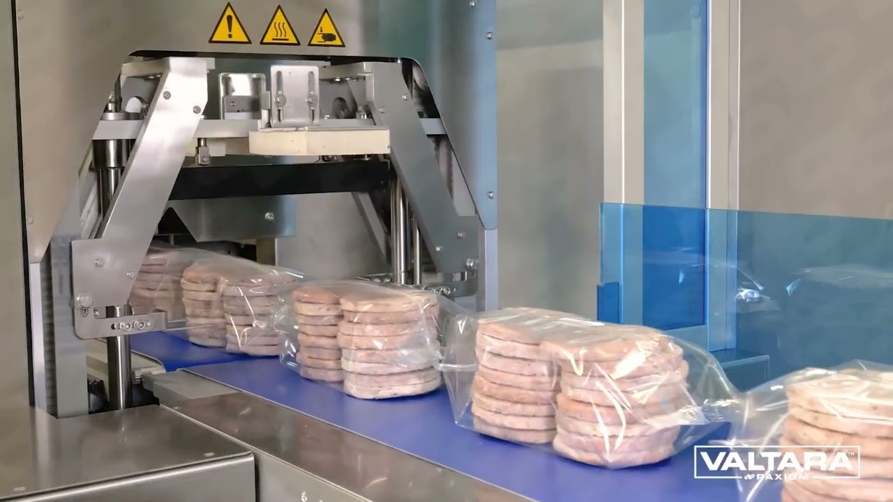 Paxiom 8 stack frozen burger wrapper with Sleek i65 inverted flow pack