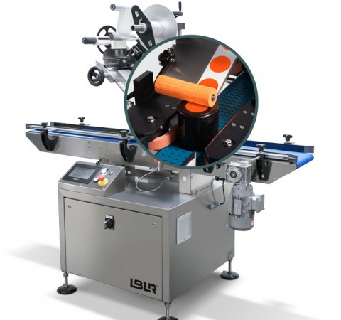 LBLR top cap container labeling machine