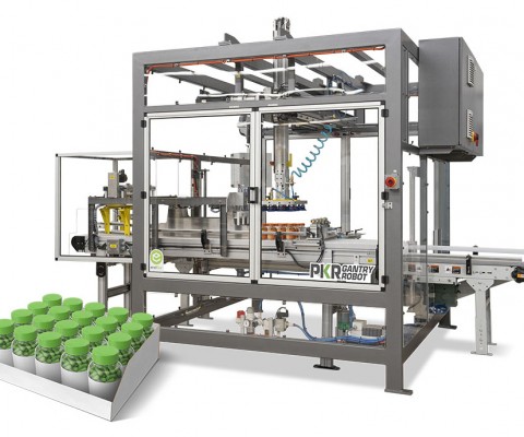 Robotic Packaging machine gantry top load case packer