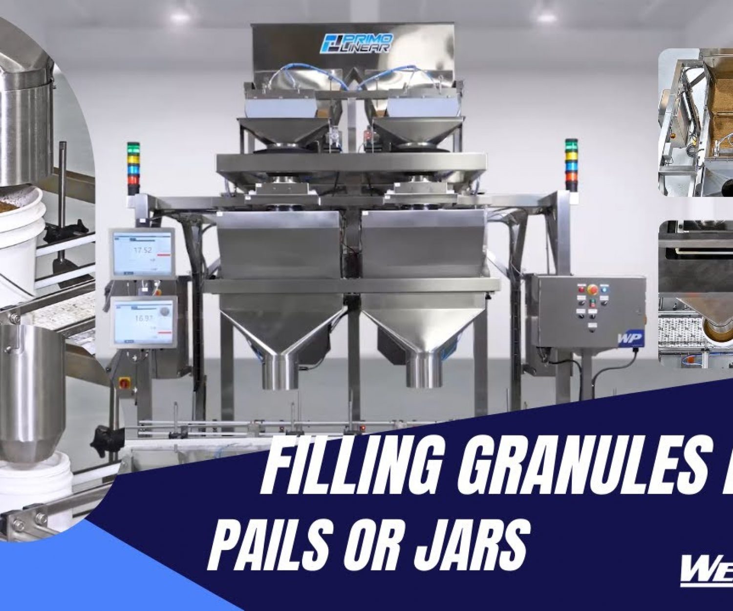 Twin Lane PrimoLinear T-25 Bulk Weigh filling Granules into Pails