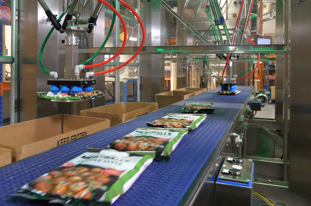 Dual robotic case packing machine