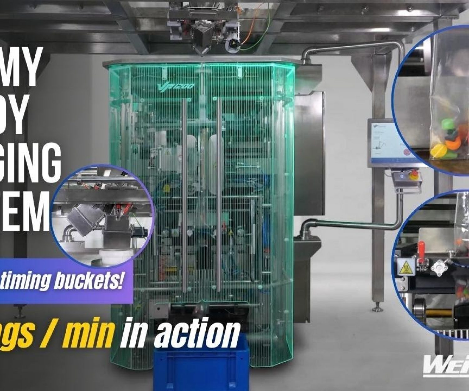 VF 1200 Gummy & Candy Bagging System Filling 120 Pouches Per Minute with Dual Timing Buckets