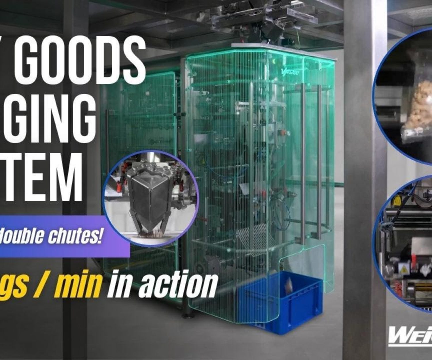 VF 1200 Snack Food Bagging System Filling 120 Pouches Per Minute with Dual Timing Buckets