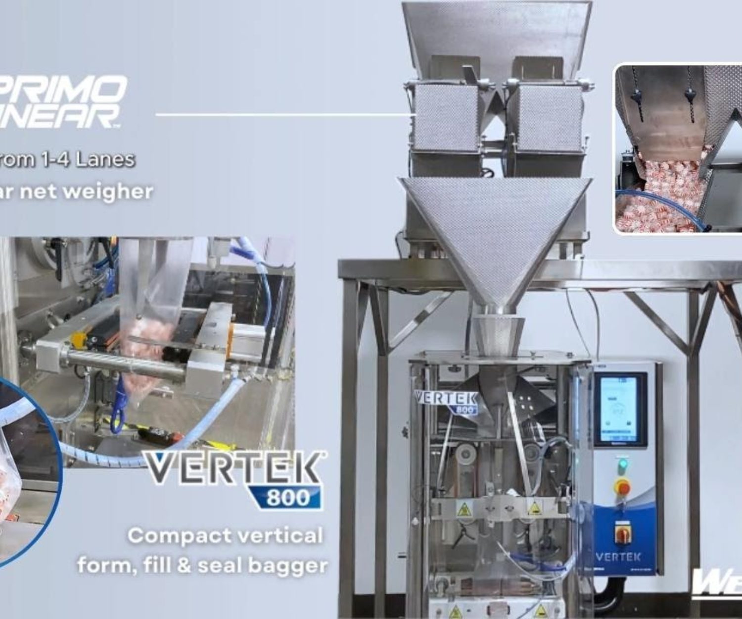 Compact Confectionery Net Weighing and Vertical Bagging System