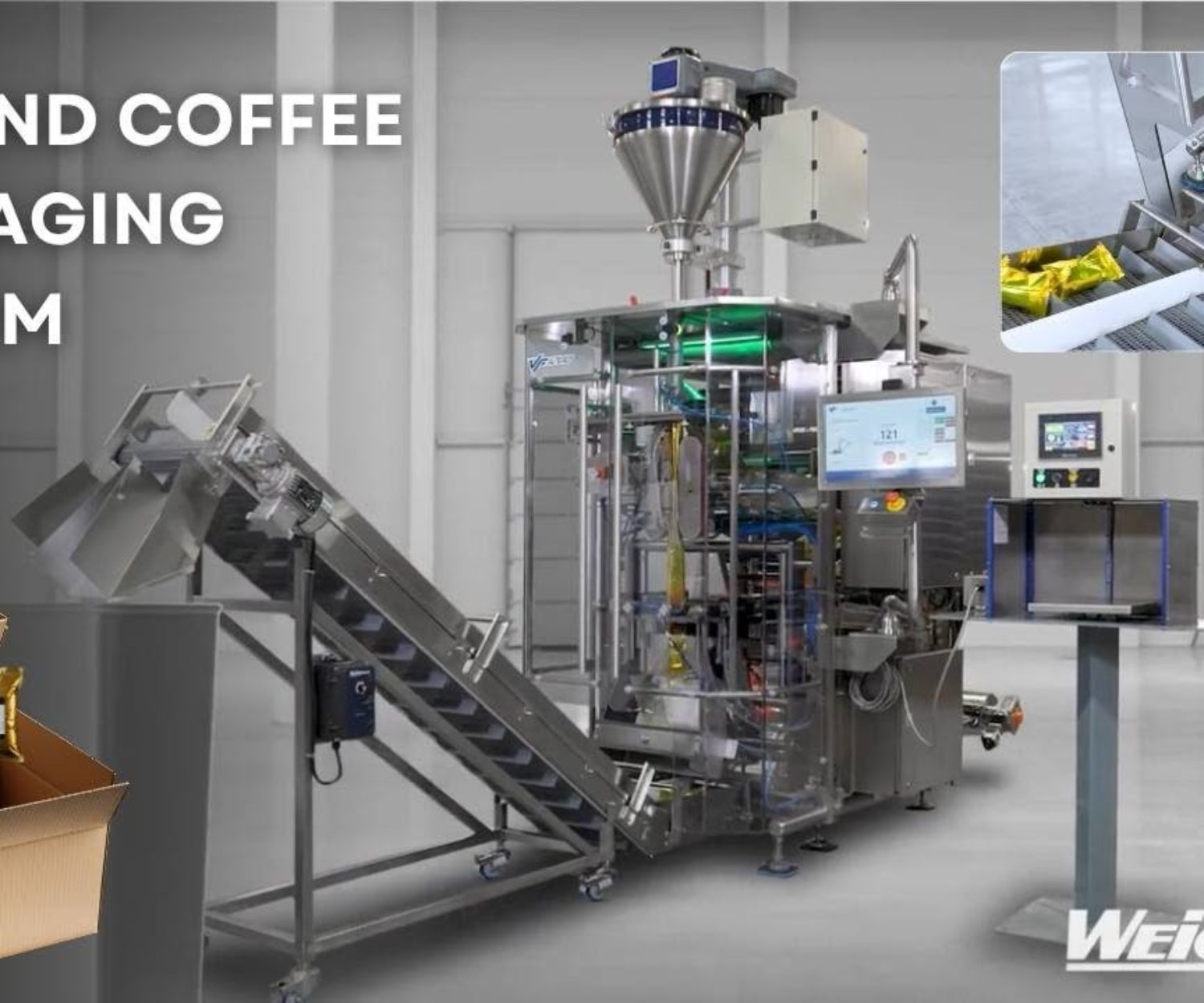 Ground Coffee Packaging System with Bi-Directional Pouch Packing into Cases